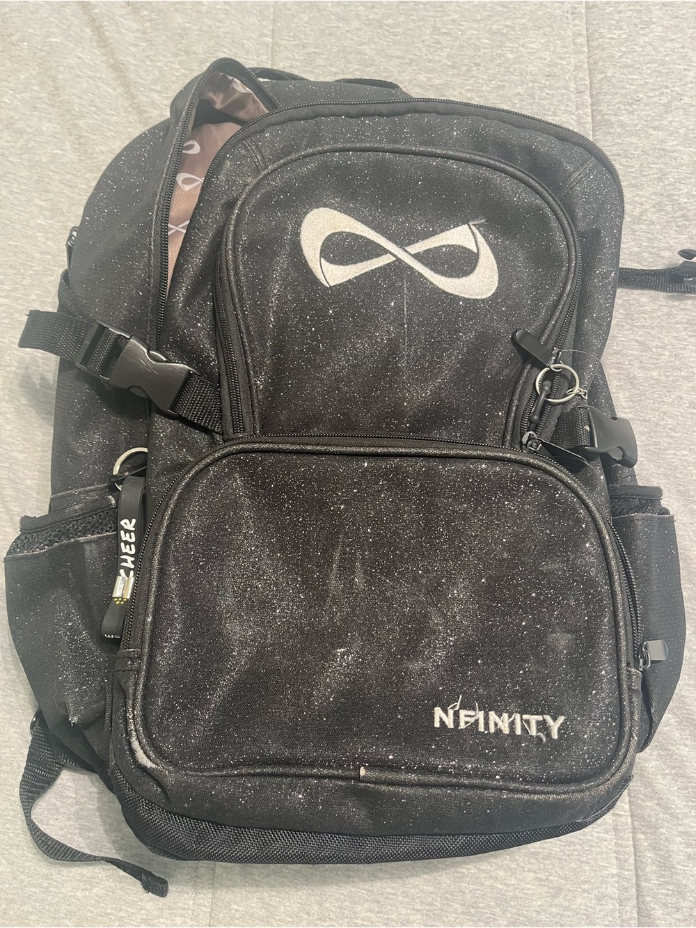 NFINITY Black Sparkle Women’s Backpack with White Logo